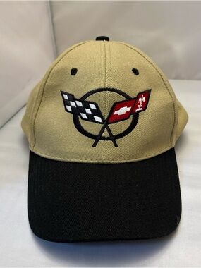 Men's Hot Rods Chevy Two-Tone Khaki and Black Racing Flag Cap